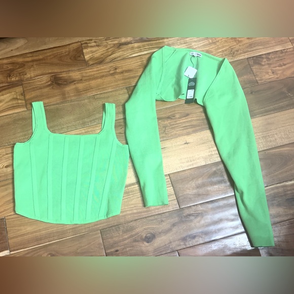 Fashion Nova Tops - Fashion Nova Neon Green Knit Matching Set